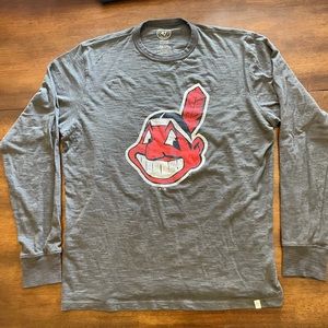 47 Brand Cleveland Indians Chief Wahoo Long Sleeve T-shirt. Size Medium